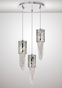 Camden Polished Chrome Crystal Ceiling Lights Diyas Multiple Crystal Pendants